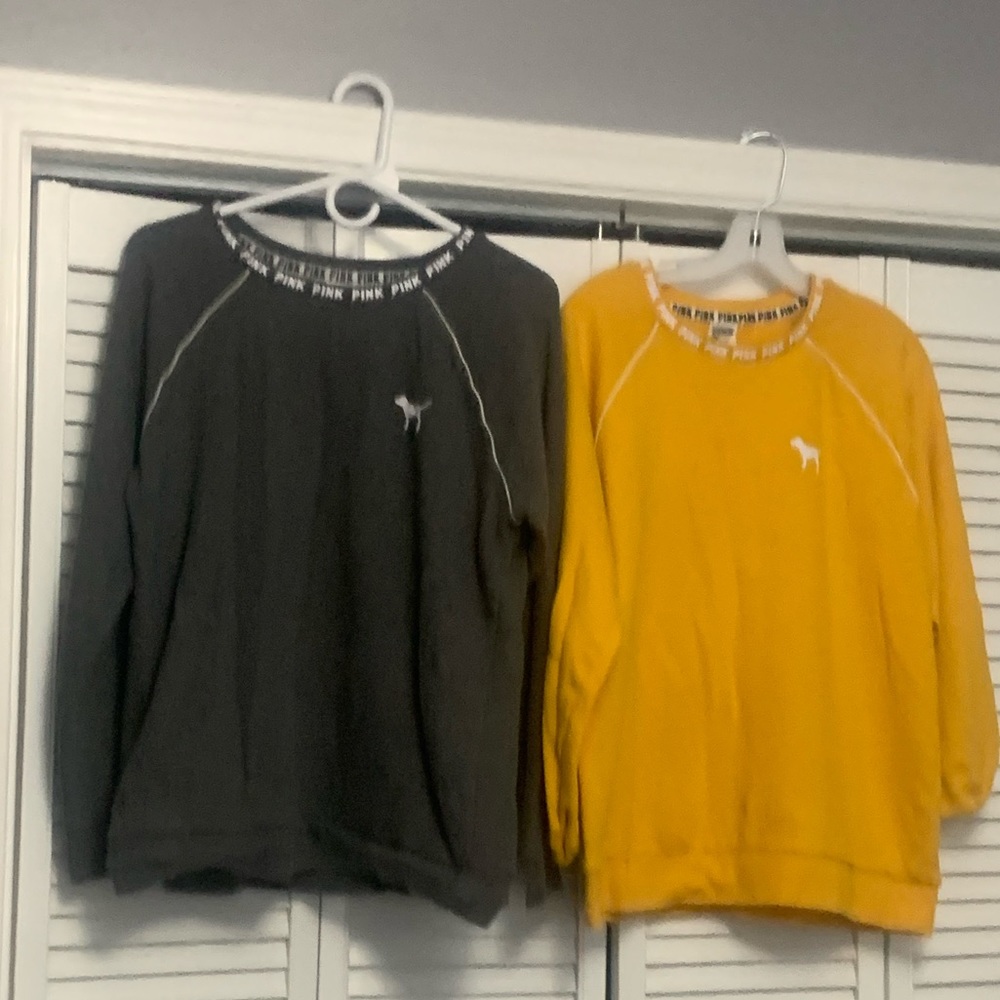 Bundle Victoria’s Secret Pink brand sweatshirts ( yellow and gray)